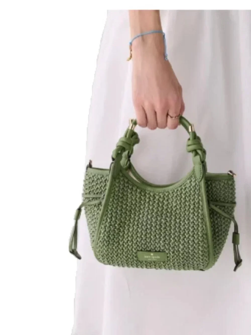 Kate Spade New York Stash Straw Mini Carryall Shoulder Bag, Cedar Stand NWT
